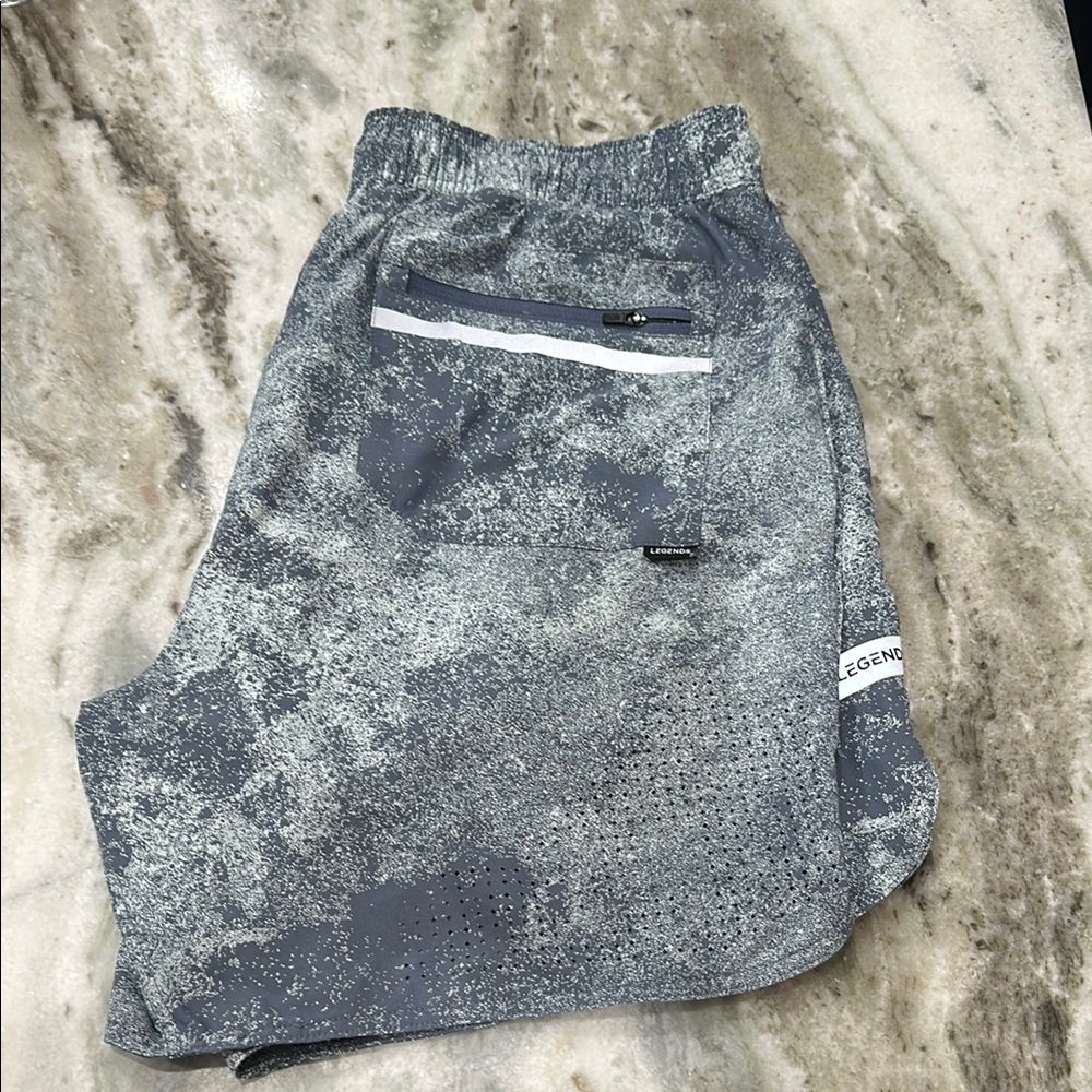 Gray and Blue Athletic Shorts for Active Comfort